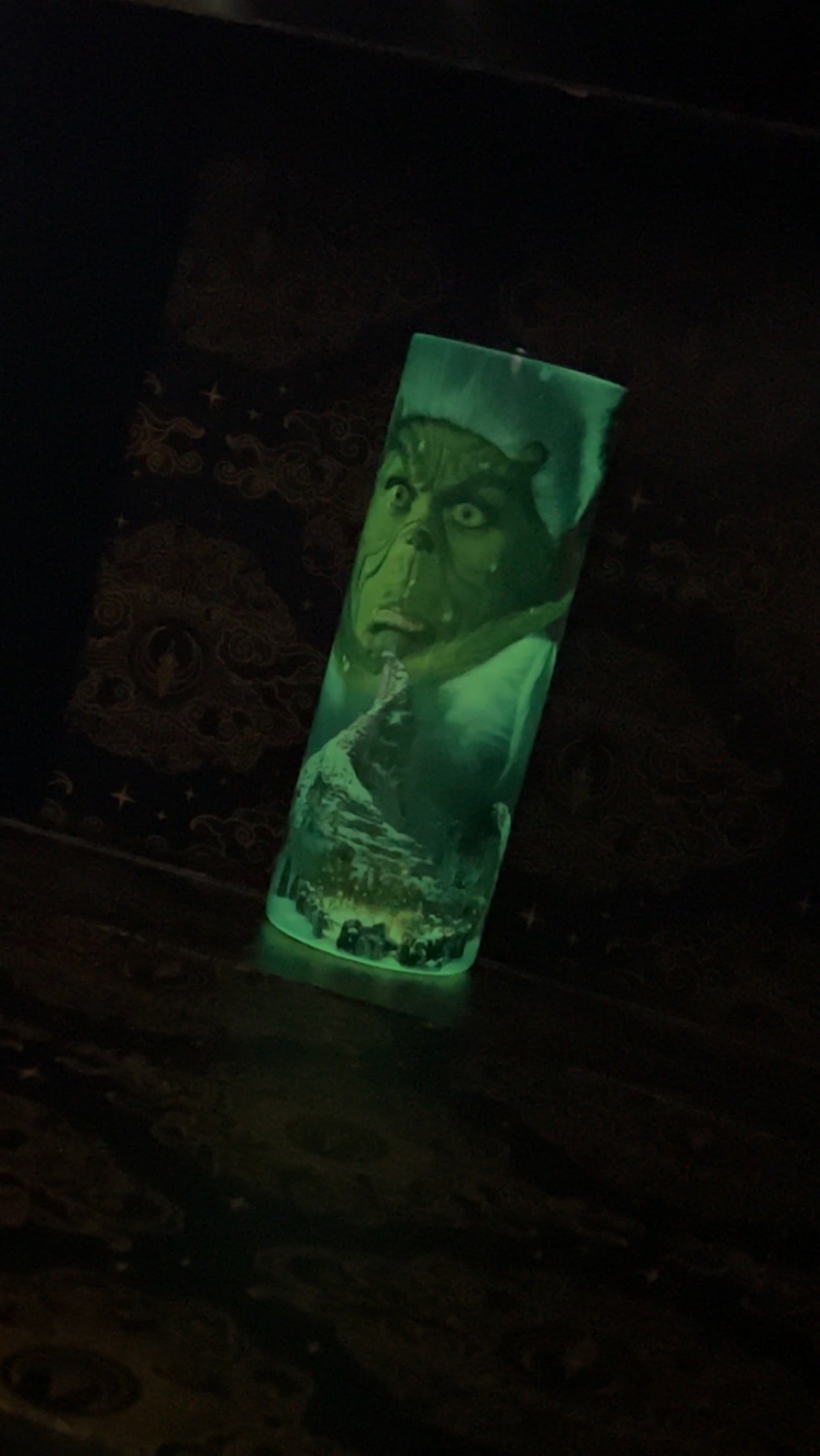 Glow in the dark grinch tumbler