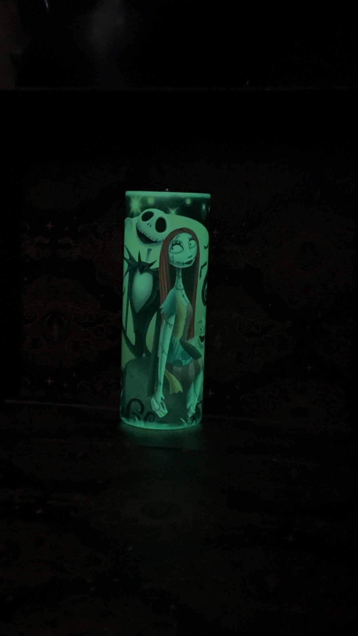 Sally/skel glow in the dark tumbler