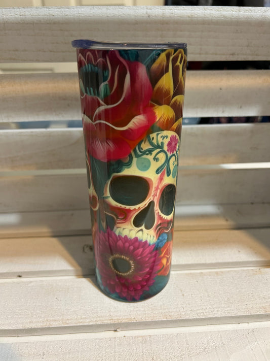 Sugar Skull Flower Tumbler