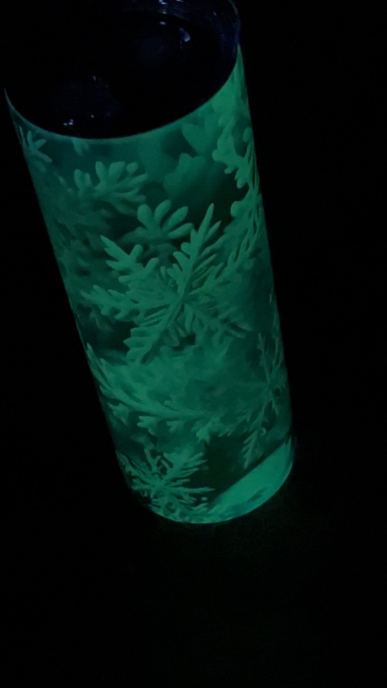 Glow in the dark snowflake tumbler